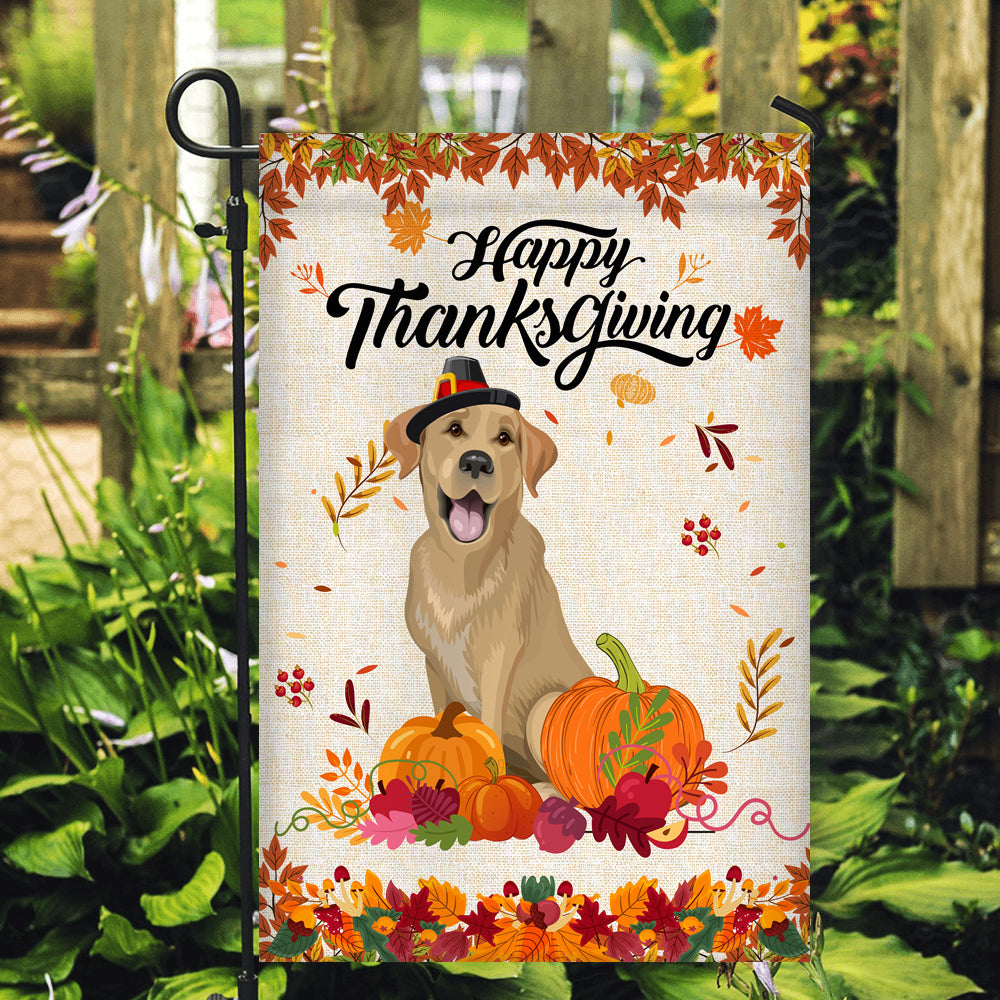Happy Thanksgiving Funny Labrador Flag Fall Pumpkin Farmhouse Autumn Thanksgiving | siriusteestore