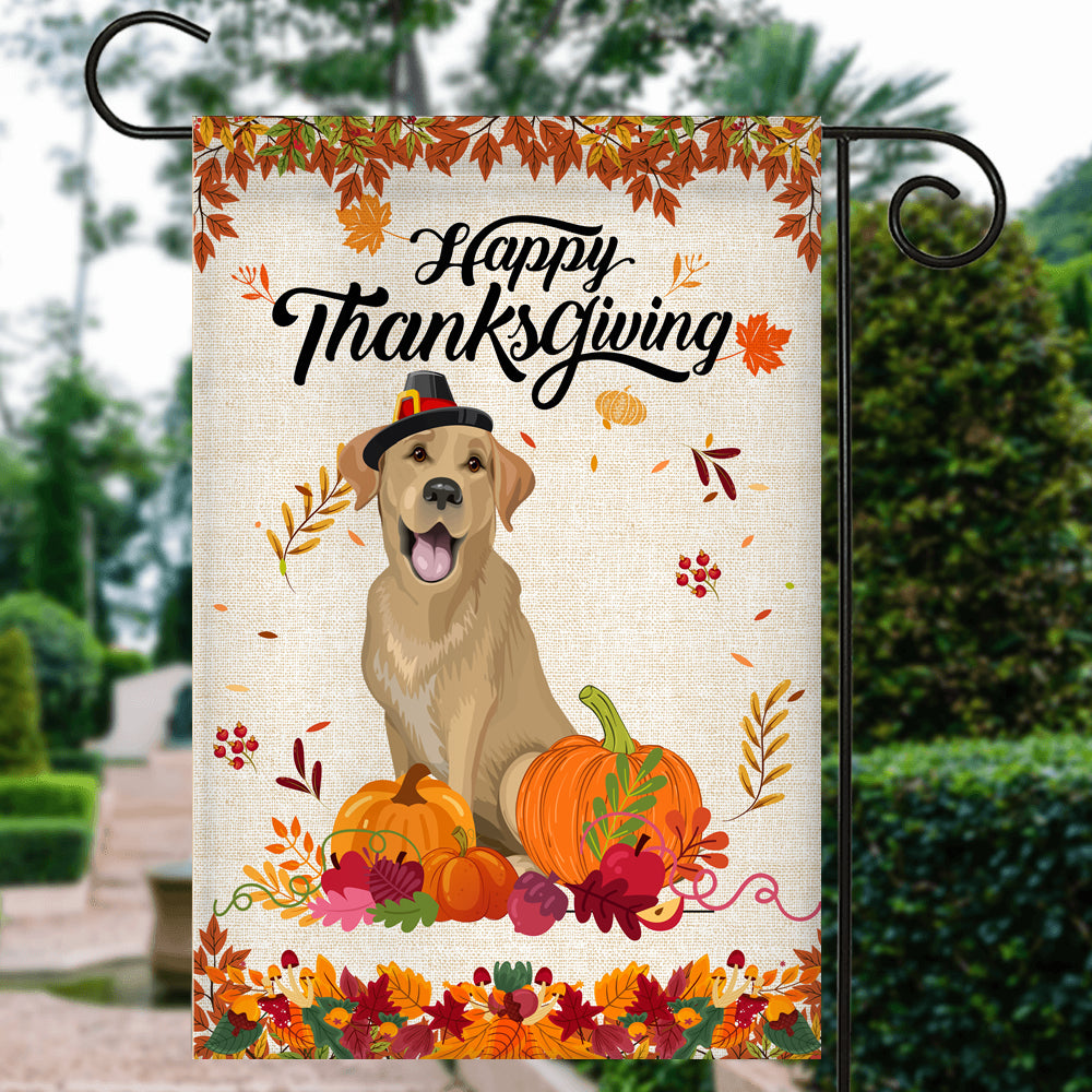 Happy Thanksgiving Funny Labrador Flag Fall Pumpkin Farmhouse Autumn Thanksgiving | siriusteestore