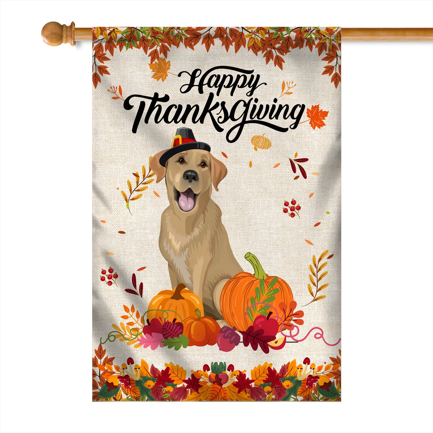 Happy Thanksgiving Funny Labrador Flag Fall Pumpkin Farmhouse Autumn Thanksgiving | siriusteestore