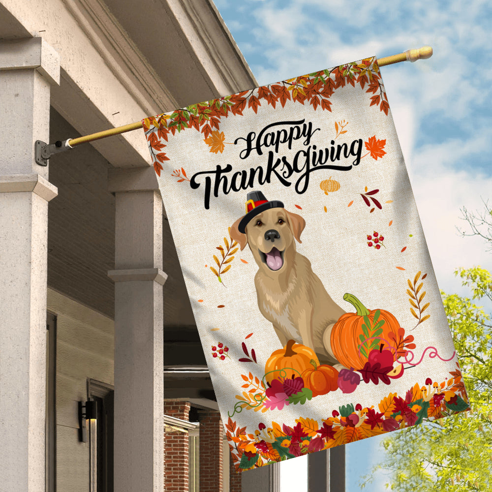 Happy Thanksgiving Funny Labrador Flag Fall Pumpkin Farmhouse Autumn Thanksgiving | siriusteestore
