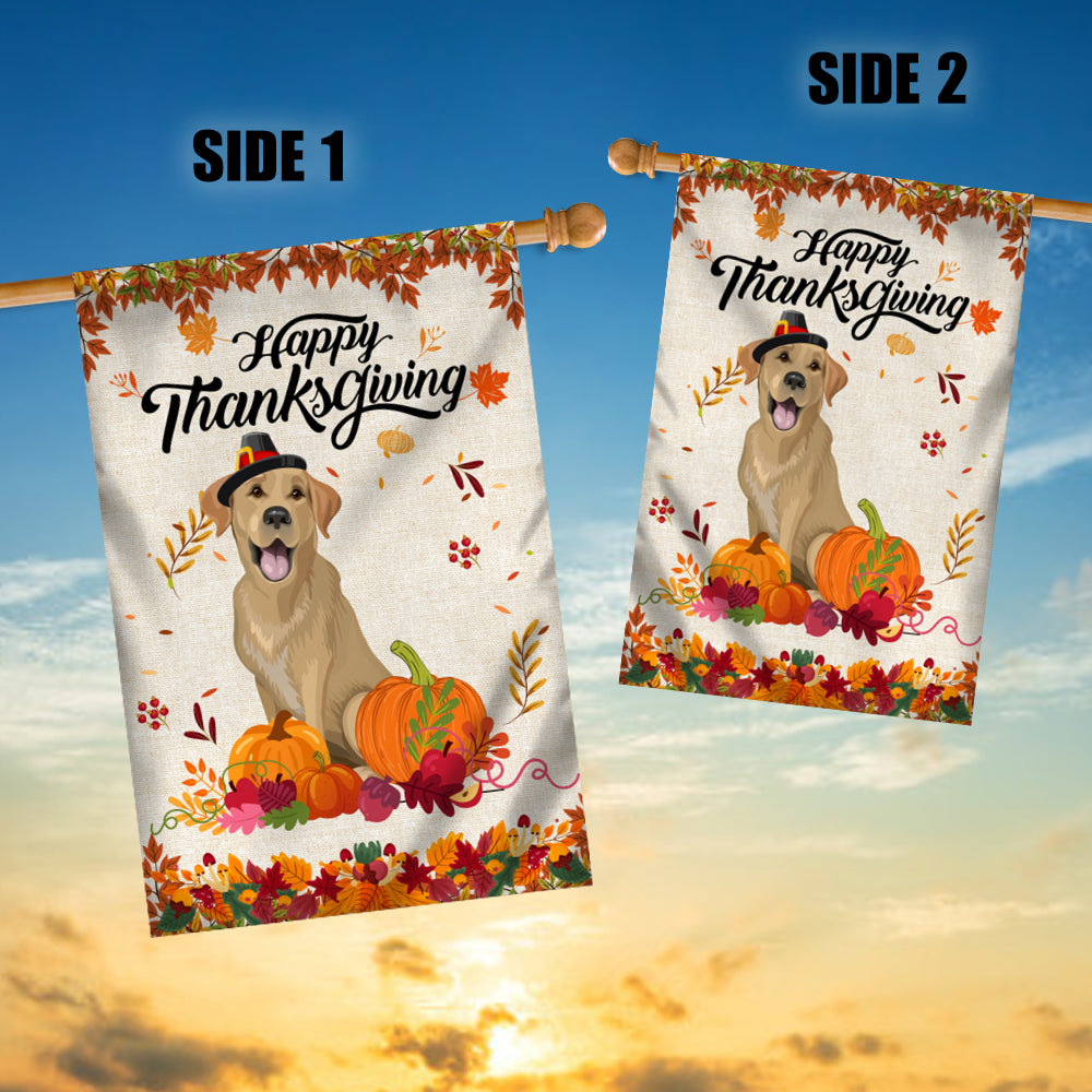 Happy Thanksgiving Funny Labrador Flag Fall Pumpkin Farmhouse Autumn Thanksgiving | siriusteestore