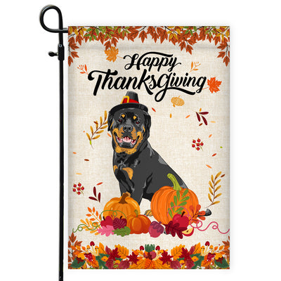 Happy Thanksgiving Funny Rottweiler Flag Fall Pumpkin Farmhouse Autumn Thanksgiving | siriusteestore