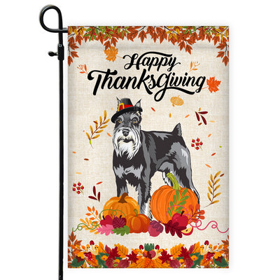 Happy Thanksgiving Funny Schnauzer Flag Fall Pumpkin Farmhouse Autumn Thanksgiving | siriusteestore