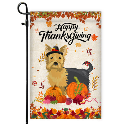 Happy Thanksgiving Funny Yorkie Flag Fall Pumpkin Farmhouse Autumn Thanksgiving | siriusteestore