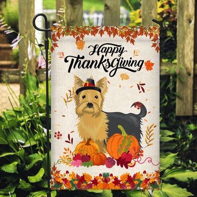 Happy Thanksgiving Funny Yorkie Flag Fall Pumpkin Farmhouse Autumn Thanksgiving | siriusteestore