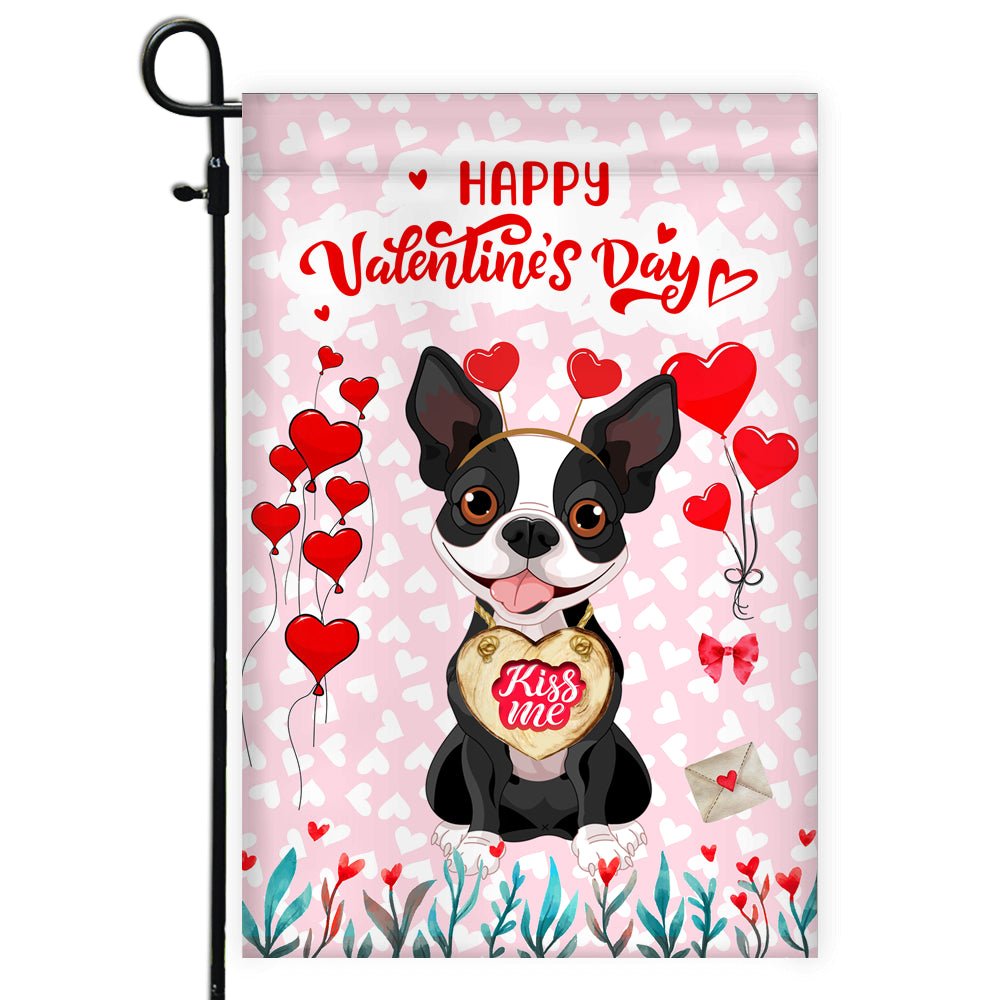 Happy Valentine's Day Boston Terrier Flag Dogs Funny Boston Terrier Heart Balloon | siriusteestore