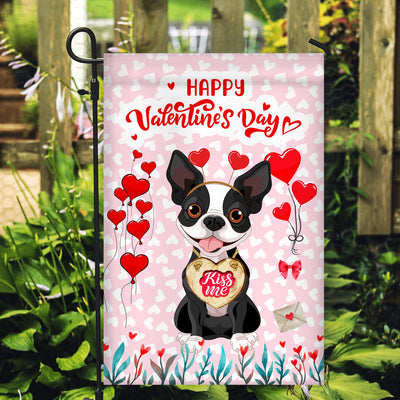 Happy Valentine's Day Boston Terrier Flag Dogs Funny Boston Terrier Heart Balloon | siriusteestore