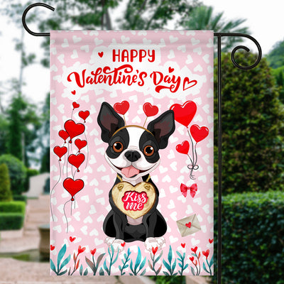 Happy Valentine's Day Boston Terrier Flag Dogs Funny Boston Terrier Heart Balloon | siriusteestore