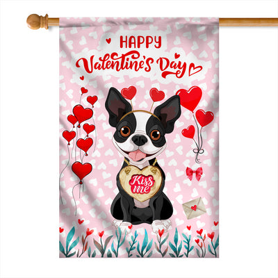 Happy Valentine's Day Boston Terrier Flag Dogs Funny Boston Terrier Heart Balloon | siriusteestore