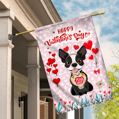 Happy Valentine's Day Boston Terrier Flag Dogs Funny Boston Terrier Heart Balloon | siriusteestore