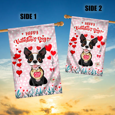 Happy Valentine's Day Boston Terrier Flag Dogs Funny Boston Terrier Heart Balloon | siriusteestore