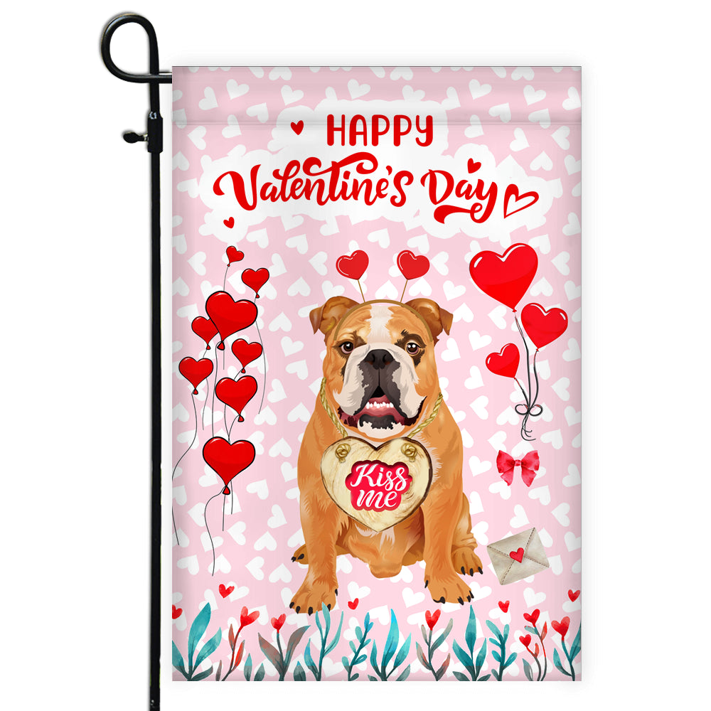 Happy Valentine's Day Bulldog Flag Dogs Funny Bulldog Heart Balloon | siriusteestore