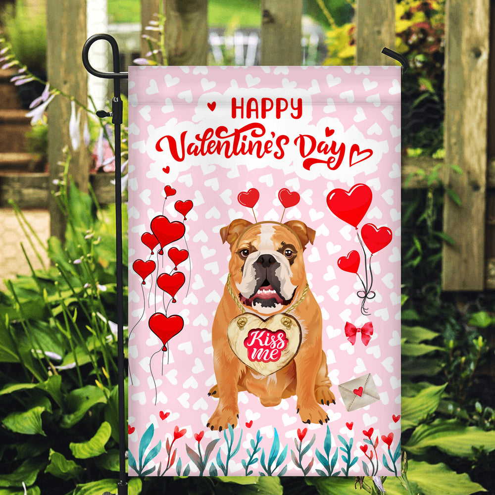 Happy Valentine's Day Bulldog Flag Dogs Funny Bulldog Heart Balloon | siriusteestore