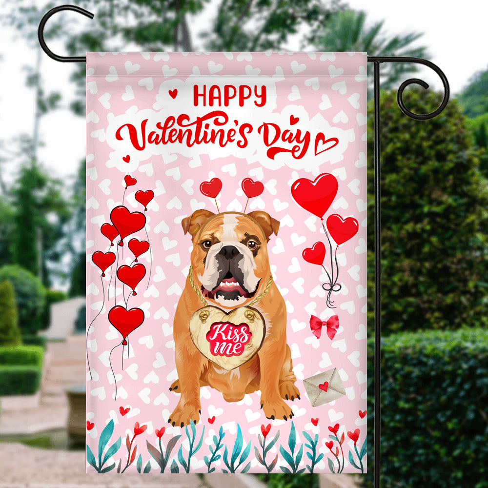 Happy Valentine's Day Bulldog Flag Dogs Funny Bulldog Heart Balloon | siriusteestore