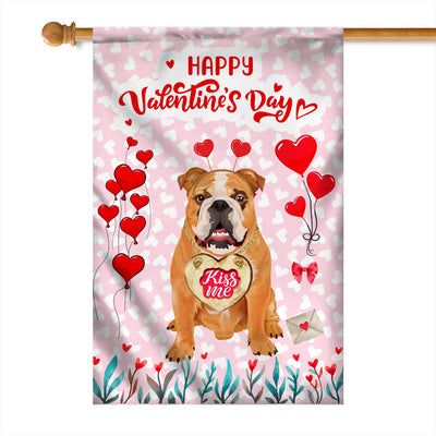 Happy Valentine's Day Bulldog Flag Dogs Funny Bulldog Heart Balloon | siriusteestore