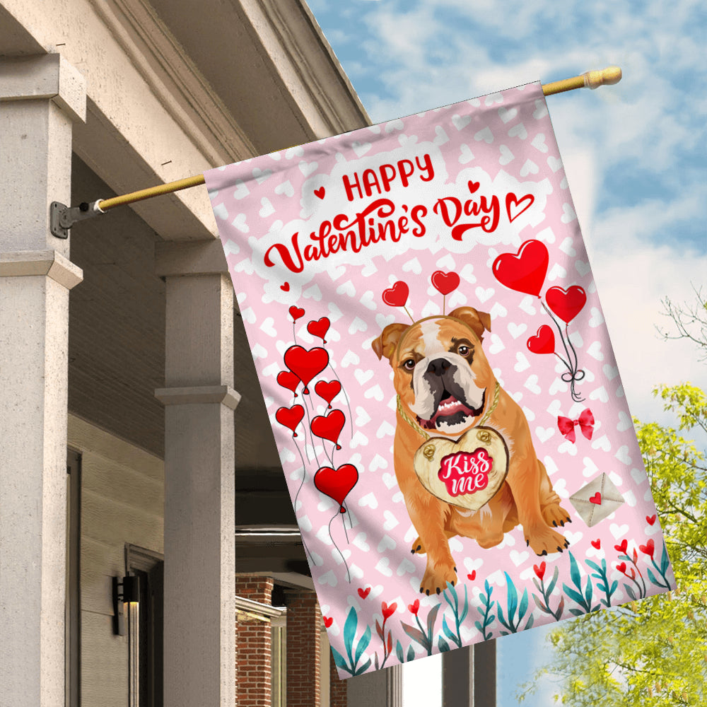 Happy Valentine's Day Bulldog Flag Dogs Funny Bulldog Heart Balloon | siriusteestore