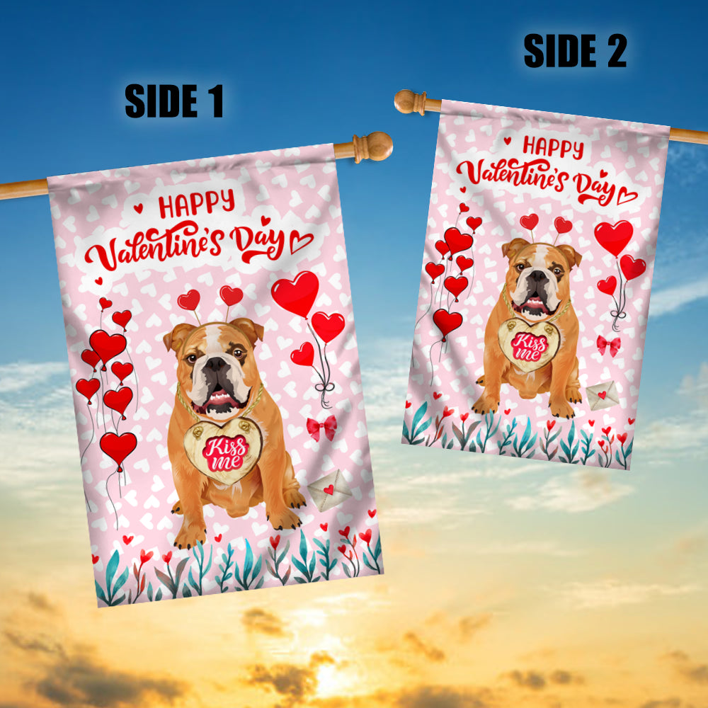 Happy Valentine's Day Bulldog Flag Dogs Funny Bulldog Heart Balloon | siriusteestore