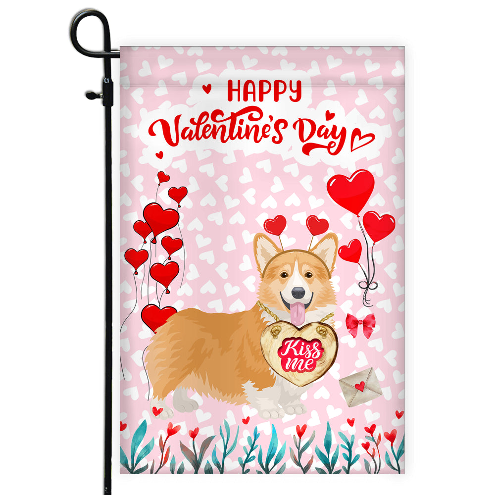 Happy Valentine's Day Corgi Flag Dogs Funny Corgi Heart Balloon | siriusteestore