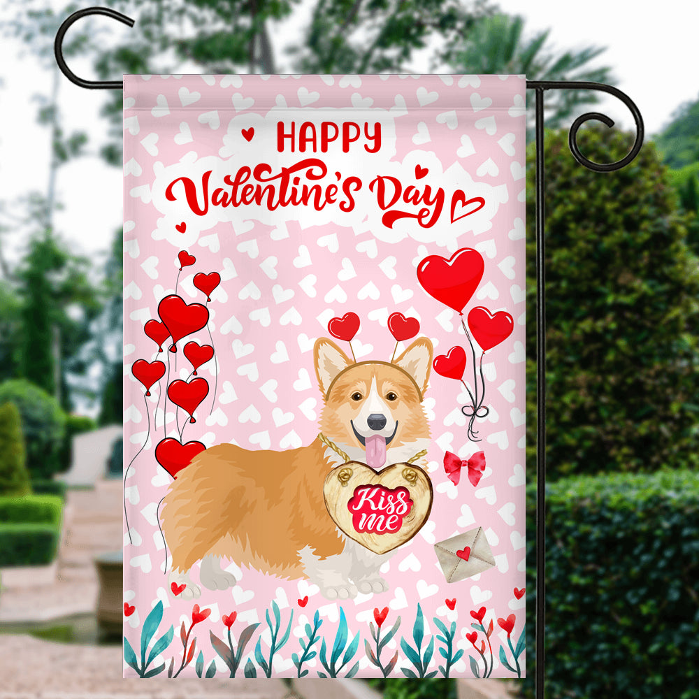 Happy Valentine's Day Corgi Flag Dogs Funny Corgi Heart Balloon | siriusteestore