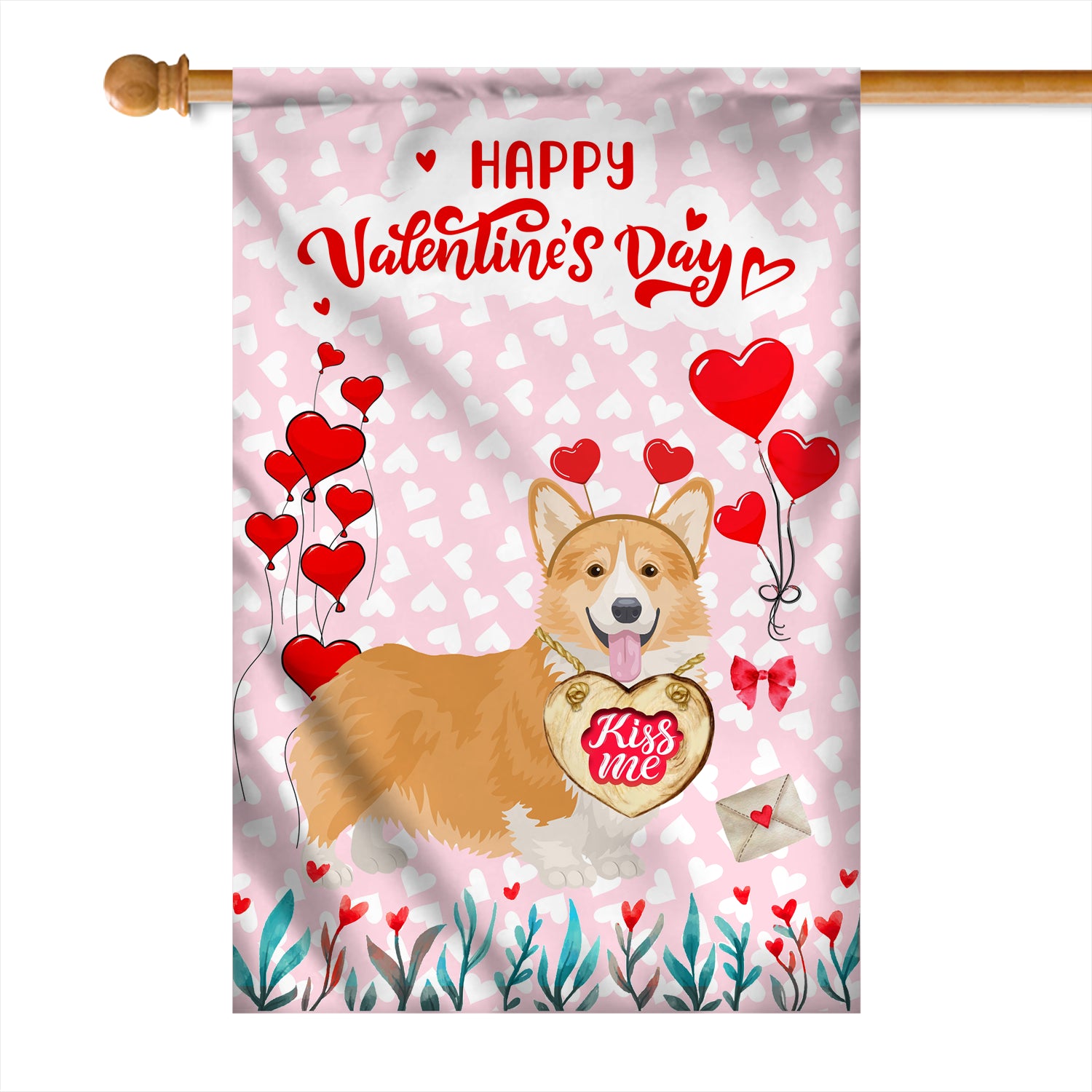 Happy Valentine's Day Corgi Flag Dogs Funny Corgi Heart Balloon | siriusteestore