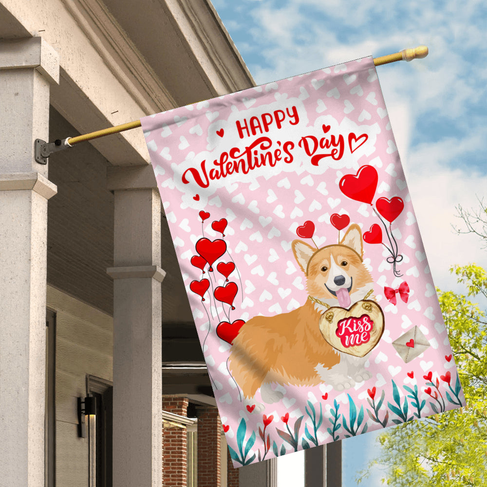 Happy Valentine's Day Corgi Flag Dogs Funny Corgi Heart Balloon | siriusteestore