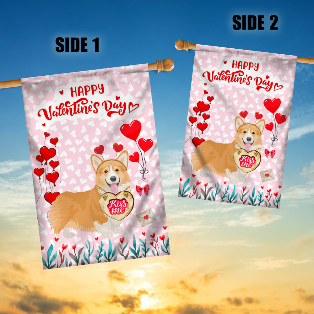 Happy Valentine's Day Corgi Flag Dogs Funny Corgi Heart Balloon | siriusteestore