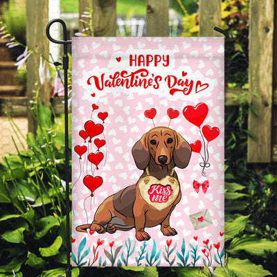 Happy Valentine's Day Dachshund Flag Dogs Funny Dachshund Heart Balloon | siriusteestore