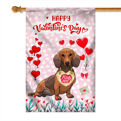 Happy Valentine's Day Dachshund Flag Dogs Funny Dachshund Heart Balloon | siriusteestore