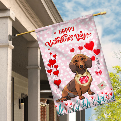 Happy Valentine's Day Dachshund Flag Dogs Funny Dachshund Heart Balloon | siriusteestore