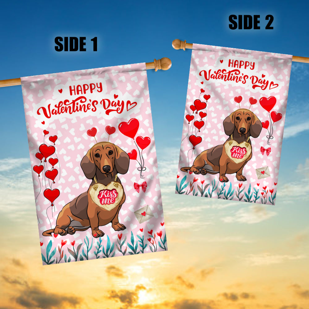 Happy Valentine's Day Dachshund Flag Dogs Funny Dachshund Heart Balloon | siriusteestore