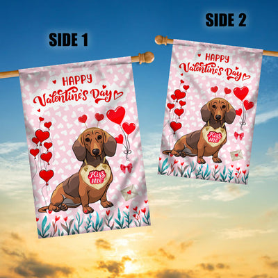 Happy Valentine's Day Dachshund Flag Dogs Funny Dachshund Heart Balloon | siriusteestore