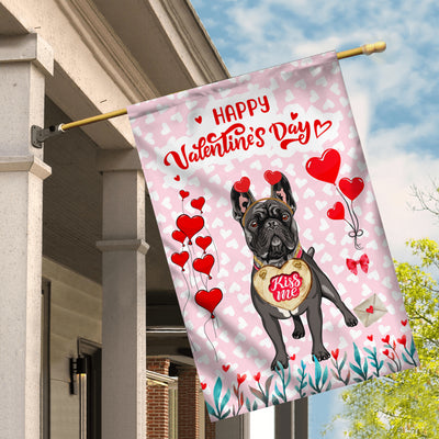 Happy Valentine's Day French Bulldog Flag Dogs Funny French Bulldog Heart Balloon | siriusteestore