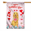 Happy Valentine's Day Golden Retriever Flag Dogs Funny Golden Retriever Heart Balloon | siriusteestore