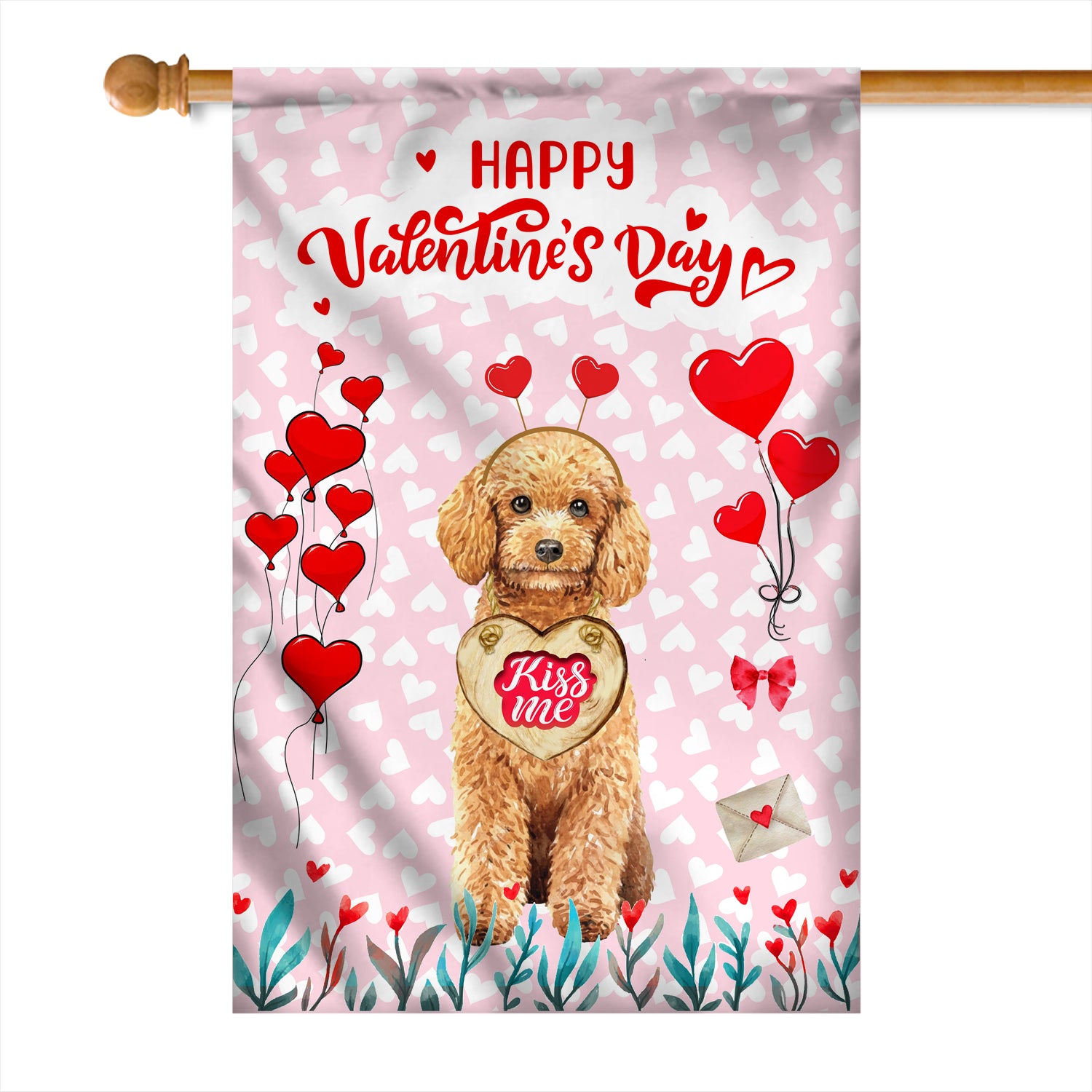 Happy Valentine's Day Poodle Flag Dogs Funny Poodle Heart Balloon | siriusteestore