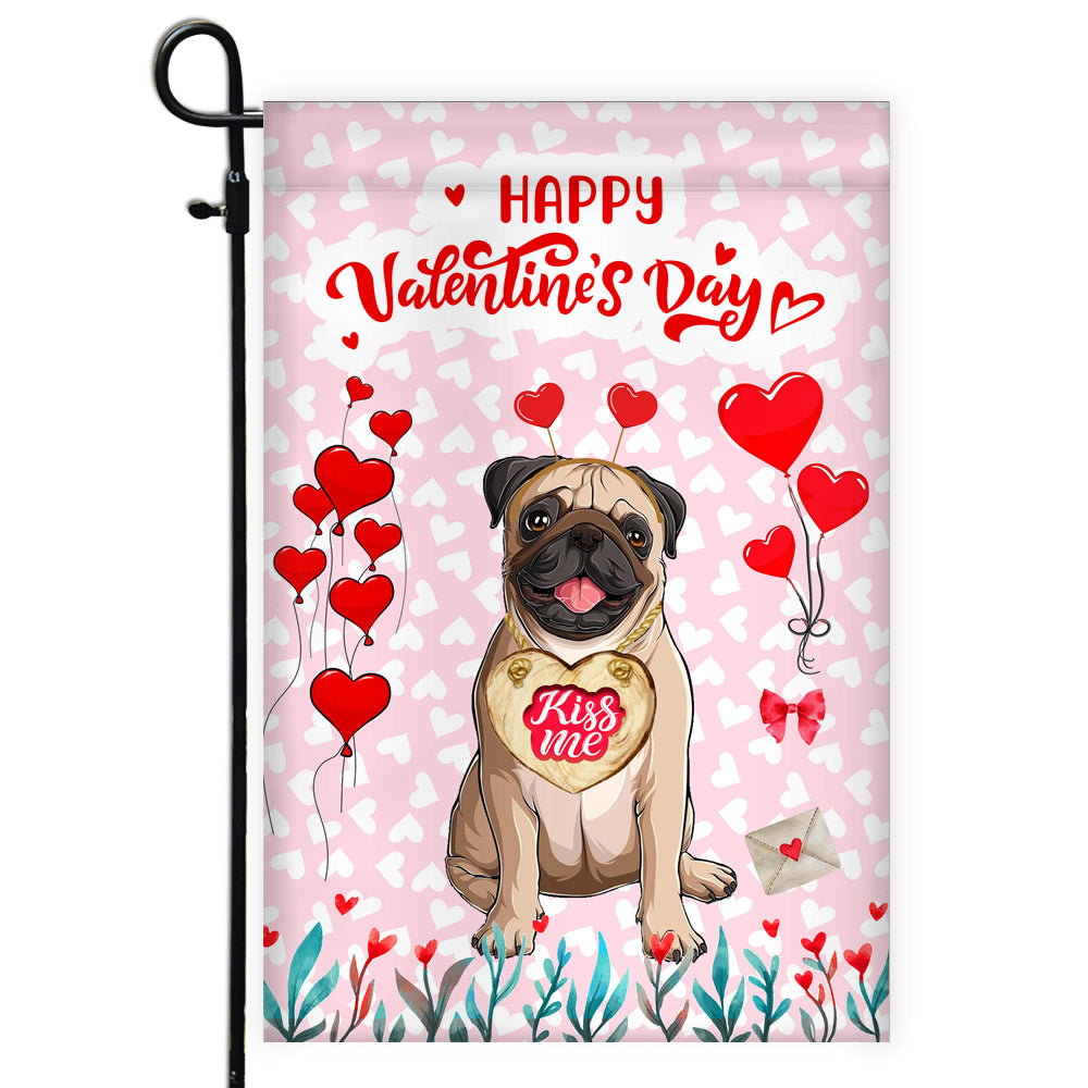Happy Valentine's Day Pug Flag Dogs Funny Pug Heart Balloon | siriusteestore