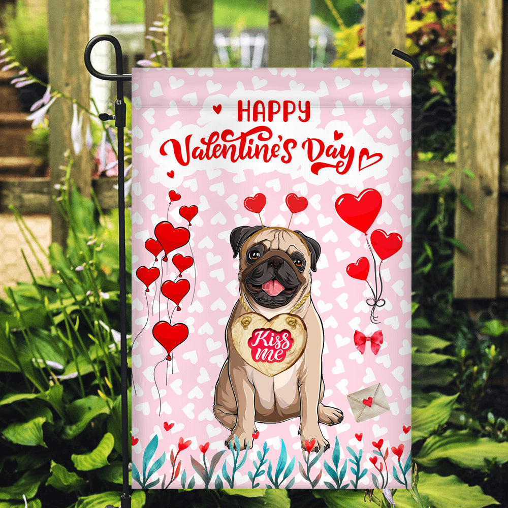 Happy Valentine's Day Pug Flag Dogs Funny Pug Heart Balloon | siriusteestore