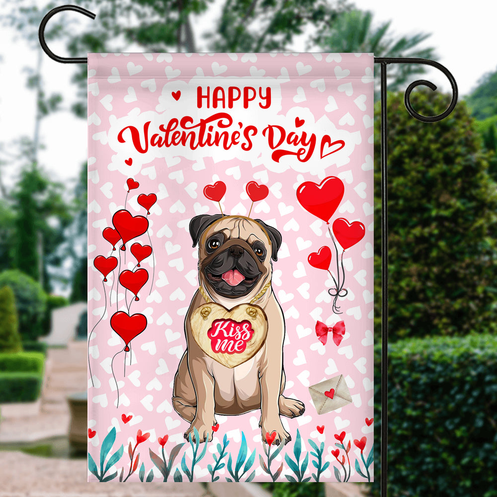 Happy Valentine's Day Pug Flag Dogs Funny Pug Heart Balloon | siriusteestore