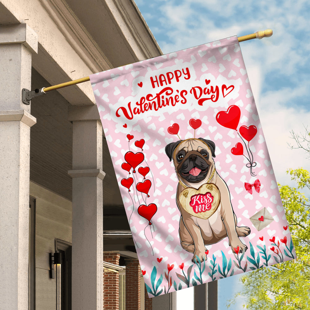 Happy Valentine's Day Pug Flag Dogs Funny Pug Heart Balloon | siriusteestore
