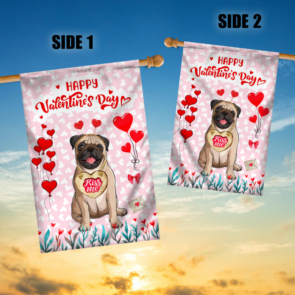 Happy Valentine's Day Pug Flag Dogs Funny Pug Heart Balloon | siriusteestore