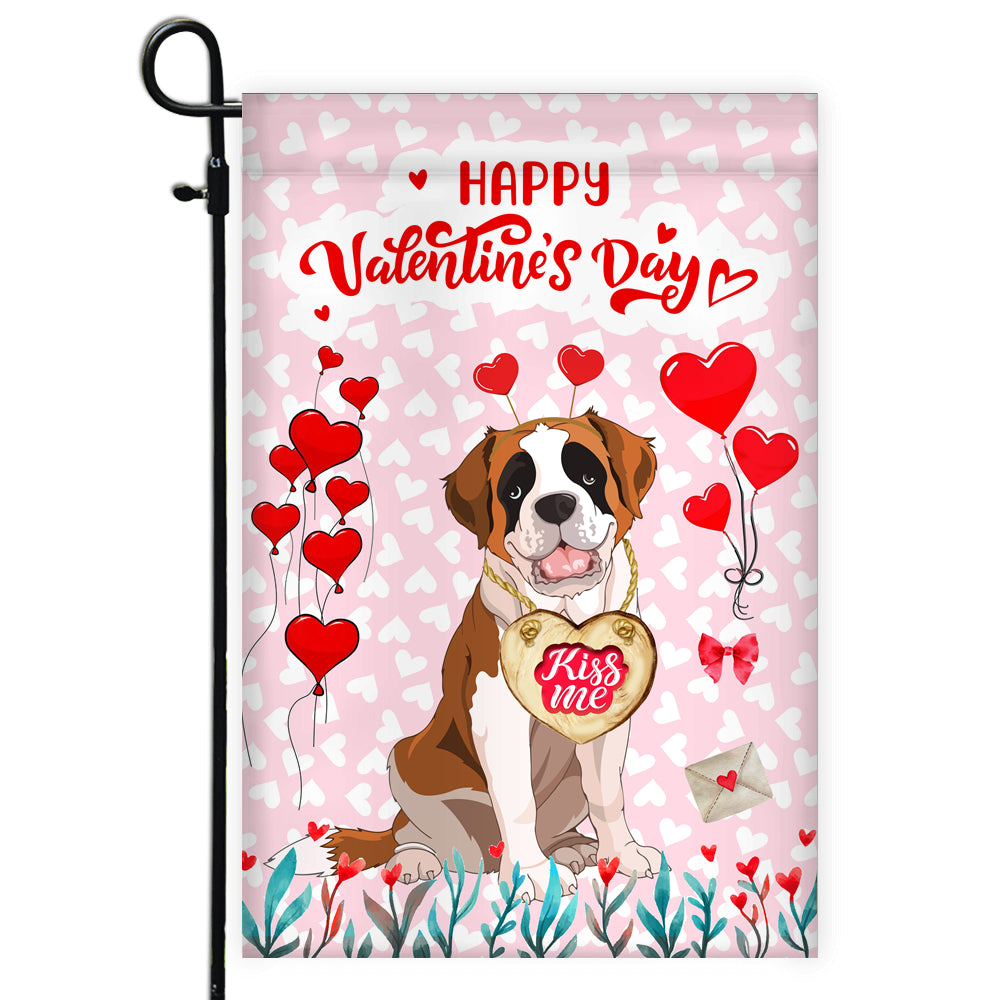 Happy Valentine's Day Saint Bernard Flag Dogs Funny Saint Bernard Heart Balloon | siriusteestore