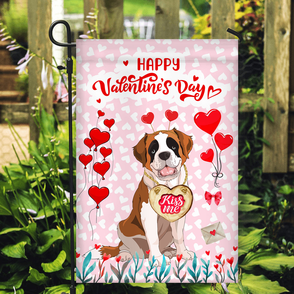 Happy Valentine's Day Saint Bernard Flag Dogs Funny Saint Bernard Heart Balloon | siriusteestore