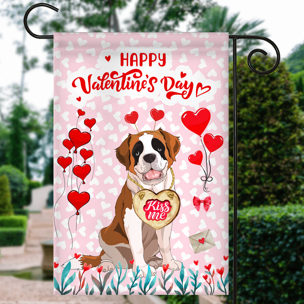 Happy Valentine's Day Saint Bernard Flag Dogs Funny Saint Bernard Heart Balloon | siriusteestore