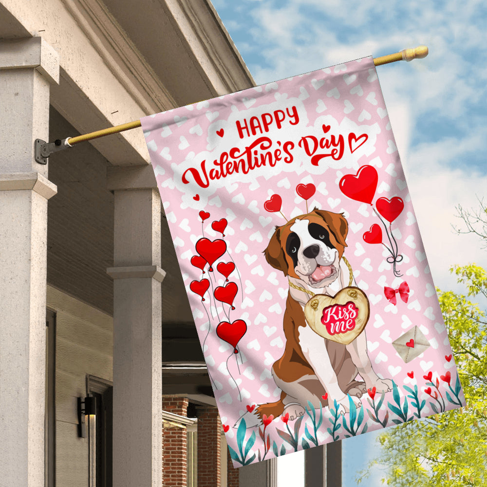 Happy Valentine's Day Saint Bernard Flag Dogs Funny Saint Bernard Heart Balloon | siriusteestore