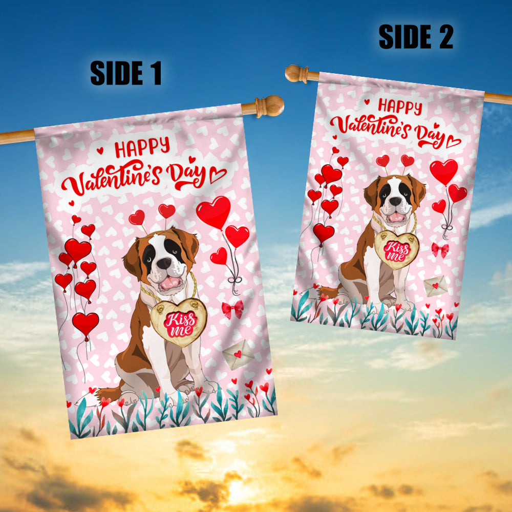 Happy Valentine's Day Saint Bernard Flag Dogs Funny Saint Bernard Heart Balloon | siriusteestore