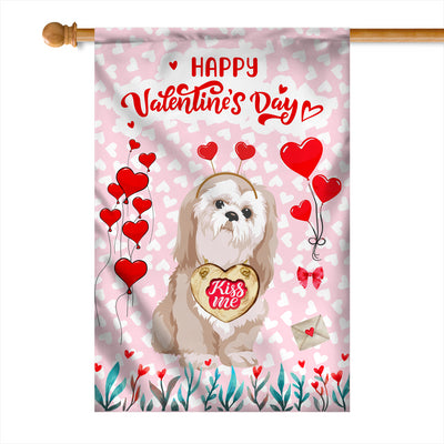 Happy Valentine's Day Shih Tzu Flag Dogs Funny Shih Tzu Heart Balloon | siriusteestore