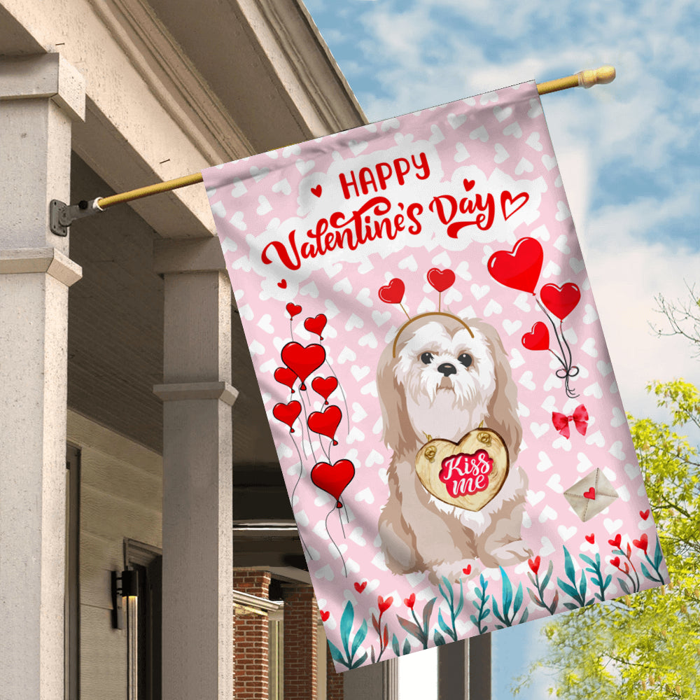 Happy Valentine's Day Shih Tzu Flag Dogs Funny Shih Tzu Heart Balloon | siriusteestore