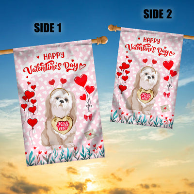 Happy Valentine's Day Shih Tzu Flag Dogs Funny Shih Tzu Heart Balloon | siriusteestore