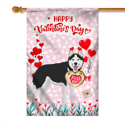 Happy Valentine's Day Siberian Husky Flag Dogs Funny Siberian Husky Heart Balloon | siriusteestore