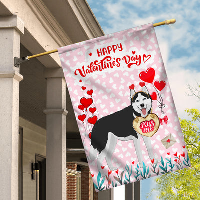 Happy Valentine's Day Siberian Husky Flag Dogs Funny Siberian Husky Heart Balloon | siriusteestore