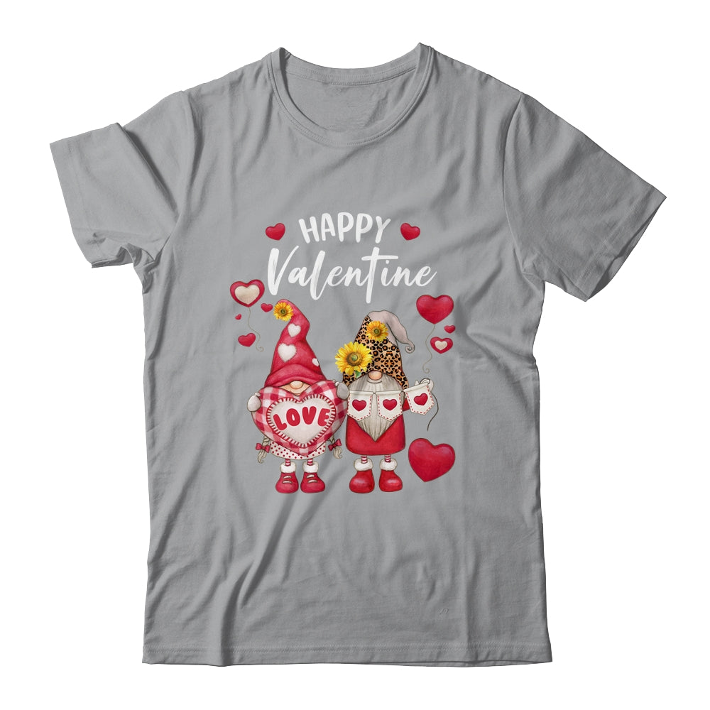 Happy Valentines Day Gnomes With Leopard Sunflower Valentine Shirt & Tank Top | siriusteestore